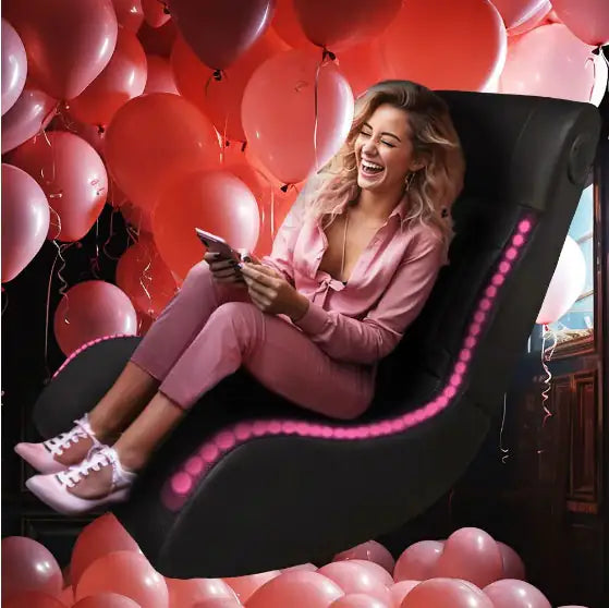 Foldable Gaming Chair With Onboard Speakers, LED Strip Light