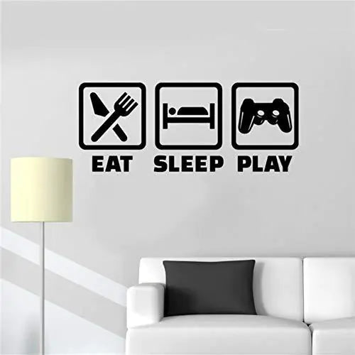 EAT SLEEP PLAY Game Room Wall Decal Decoration
