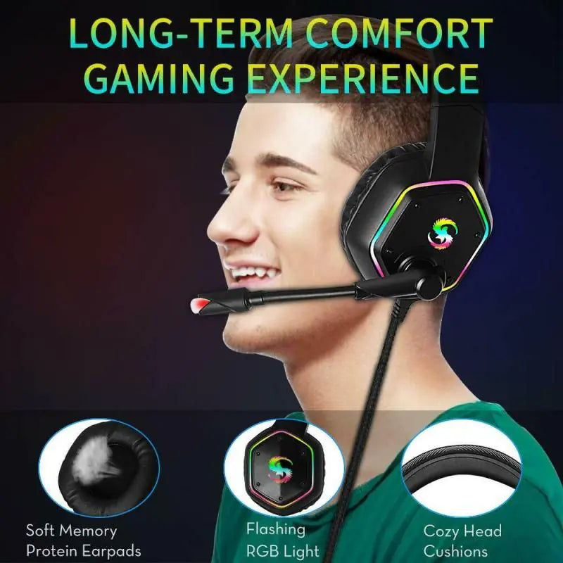RGB Lighting Effect Gaming Headset – Immersive Sound, Striking Style