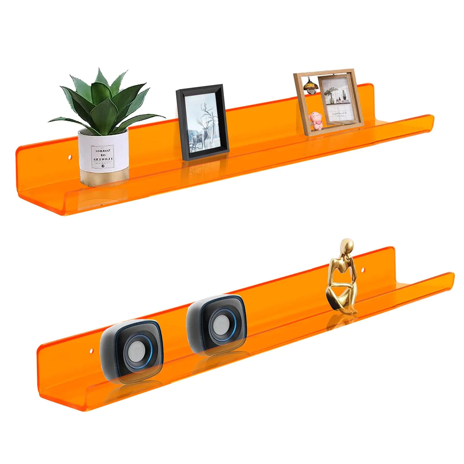 Acrylic Floating Book Shelves Wall Mounted Set of 2