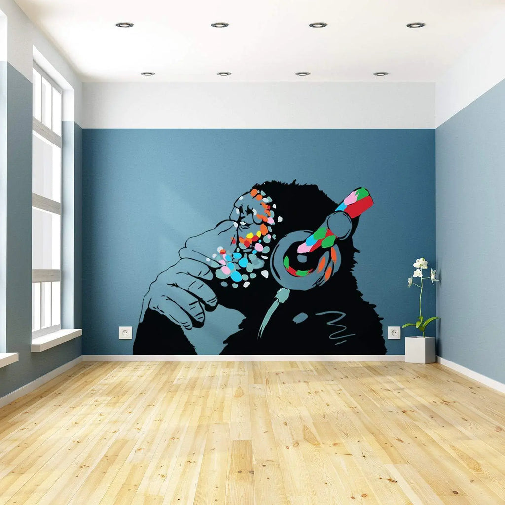 Thinking Monkey Sticker Art Vinyl Street Wall Decal Chimp Graffiti Decal 24x16