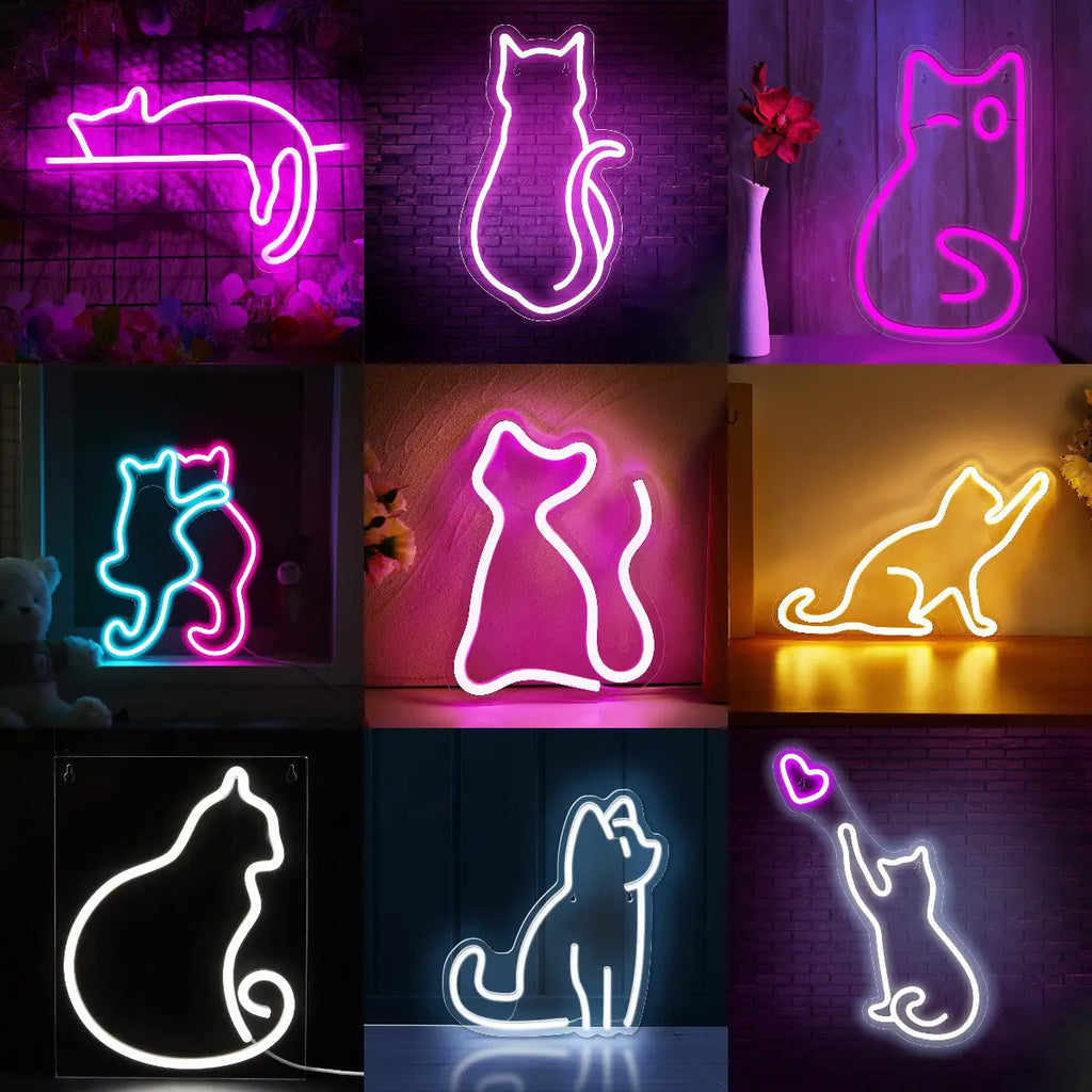 LED Neon Cat Wall Decor for Indoor/Outdoor Lighting
