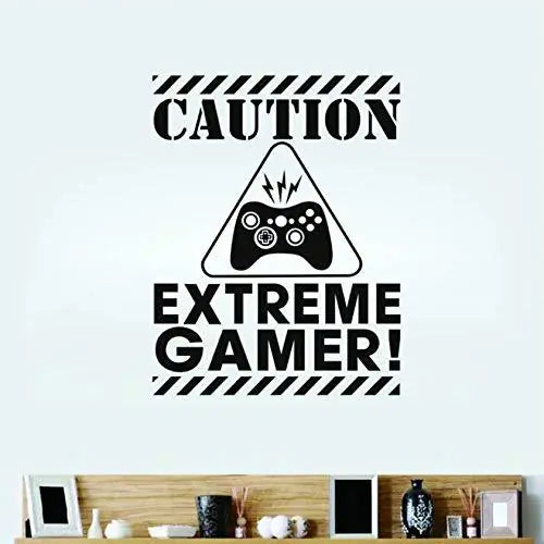 Caution Gamers Wall Decal with Gaming Console Design