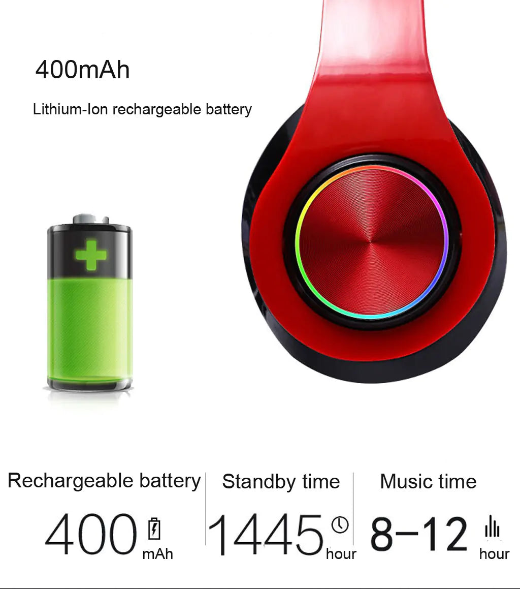 B39 Bluetooth Headphones with LED Light Feature