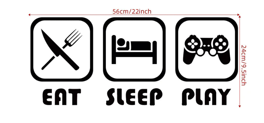 EAT SLEEP PLAY Game Room Wall Decal Decoration
