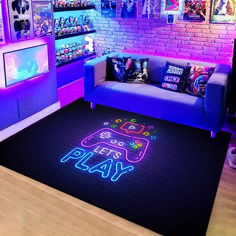Neon Video Game Floor Mat - Large Gamer Area Rug
