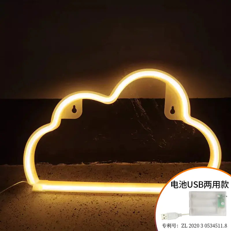 LED Cloud Neon Light - Creative Wall Decor for Rooms