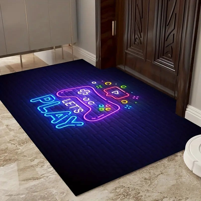 Neon Video Game Floor Mat - Large Gamer Area Rug