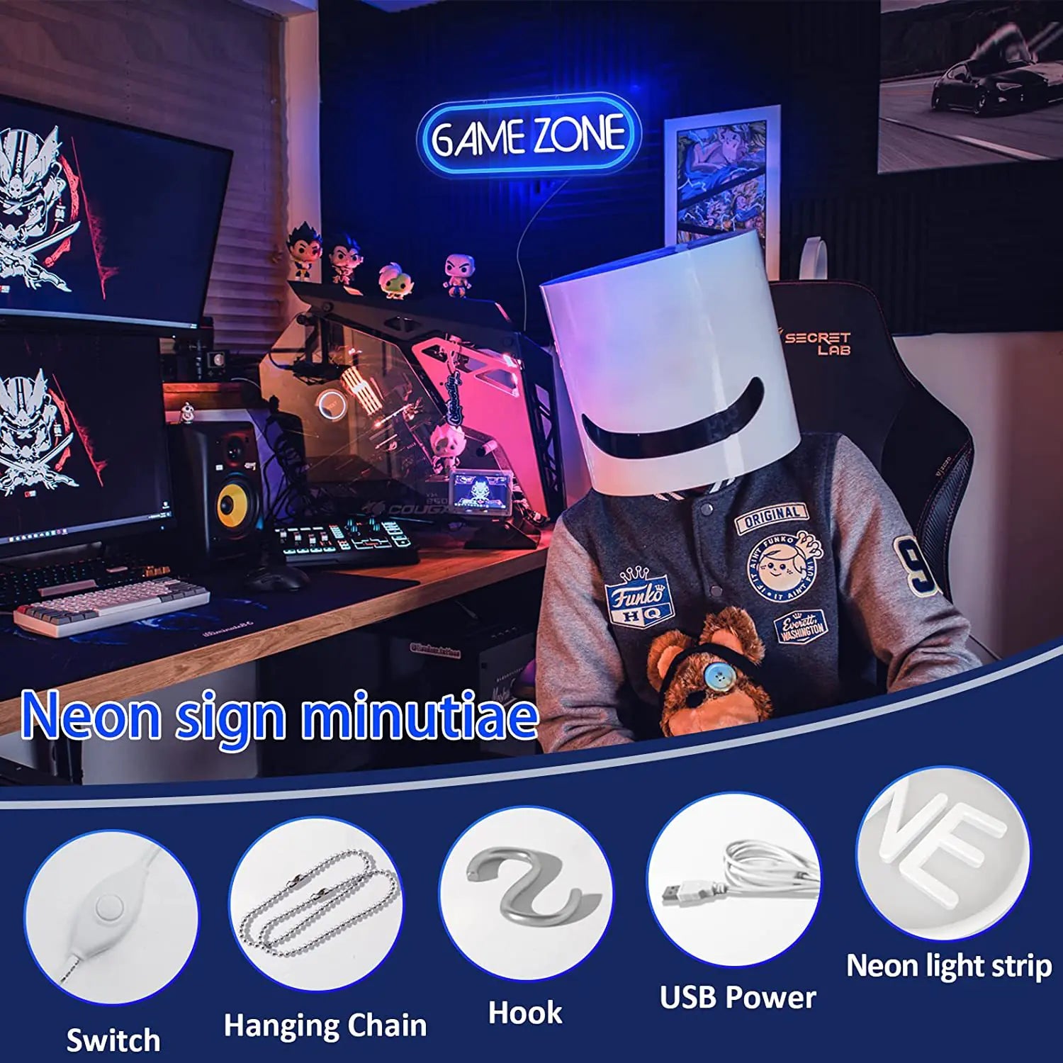 LED Neon Desk Lamp - Game Zone Indoor Decor