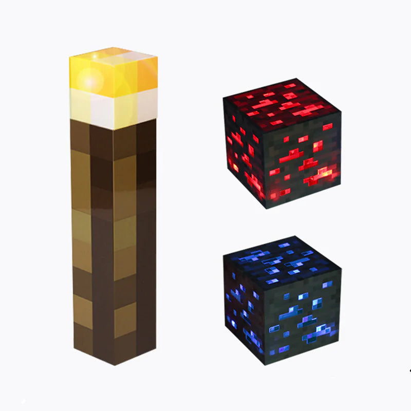 Minecraft Color Changing Sword Pickaxe Lamp, Light-up Redstone Ore, Light-up Diamond Ore